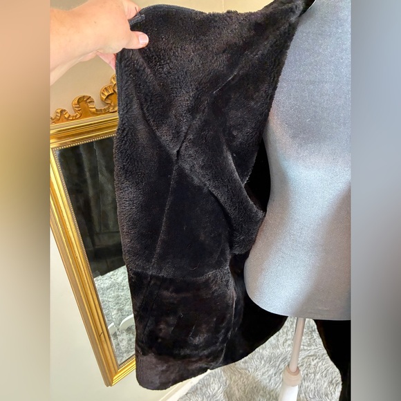 Vintage 90s Fendi Pellicce Moda Pronto Black Oversized Shearling Coat Size 38 M - Picture 8 of 17